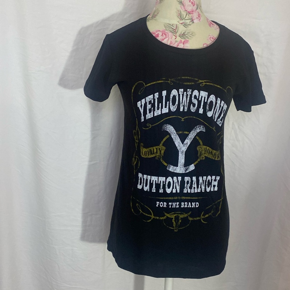 Yellowstone Dutton Ranch Screen Printed Tee Shirt Black Women M